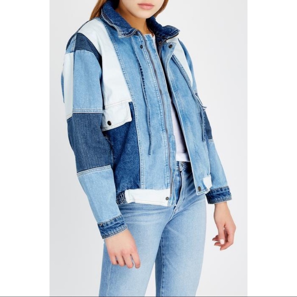 SOLD Free people Panel Denim Bomber Jacket - Picture 3 of 9